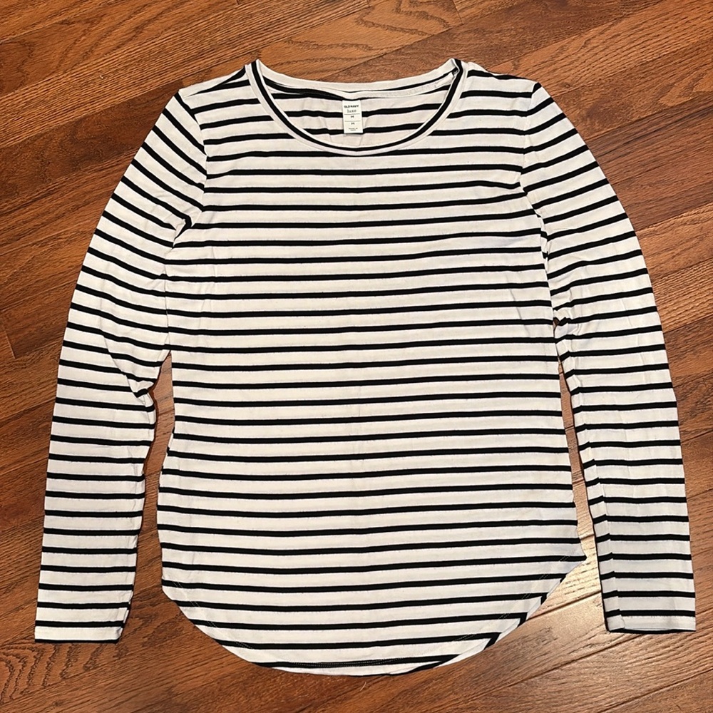 Black and White Striped Women's Top